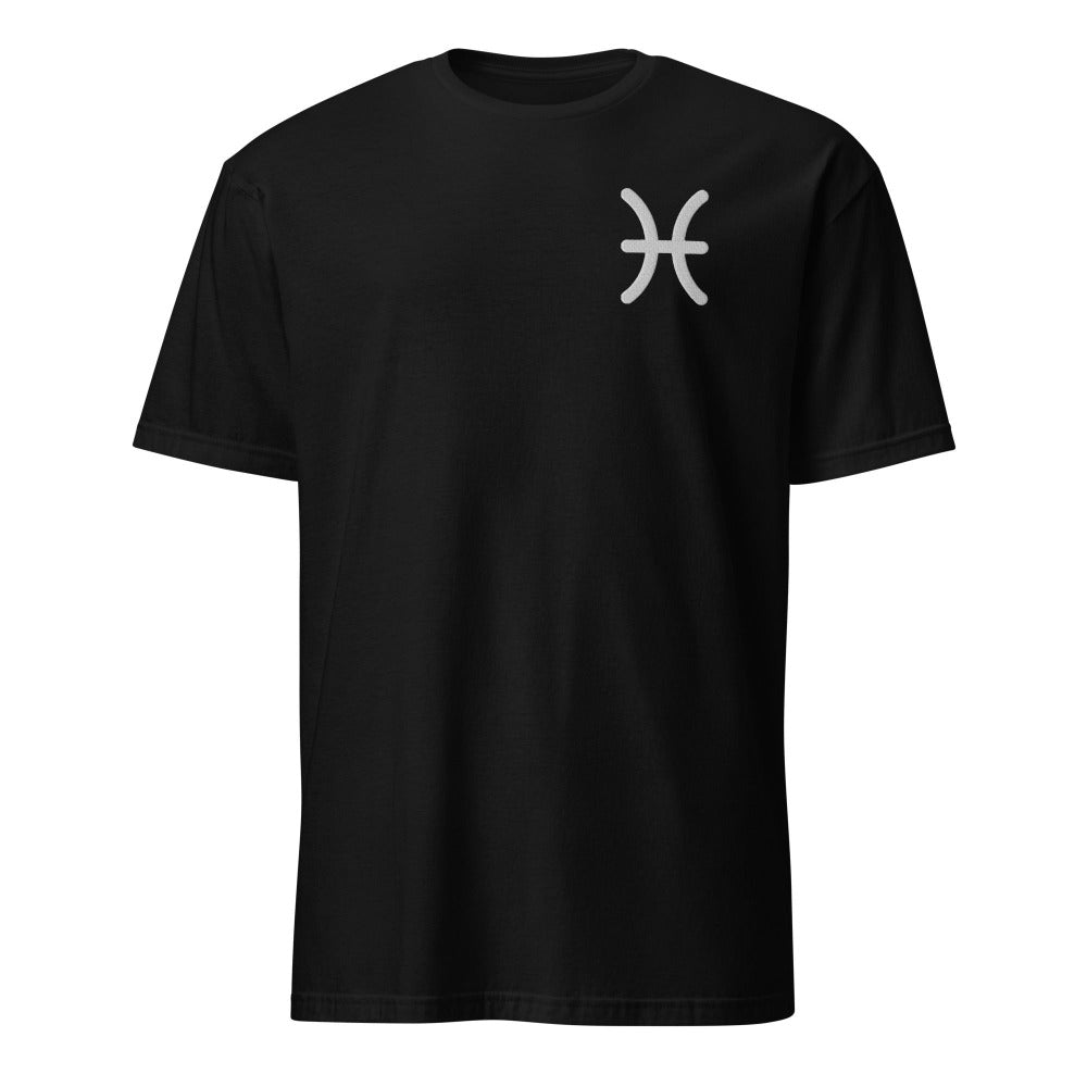 Pisces Zodiac Embroidered TShirt - Black Color - https://ascensionemporium.net